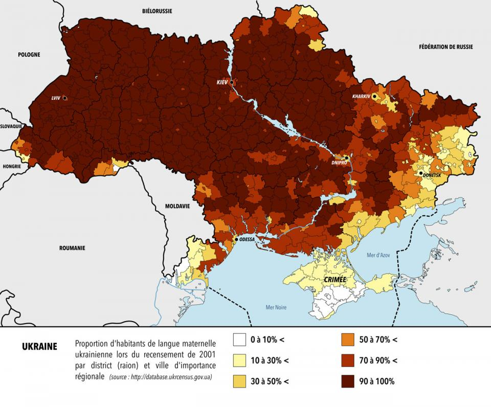 Carte des langues d'Ukraine